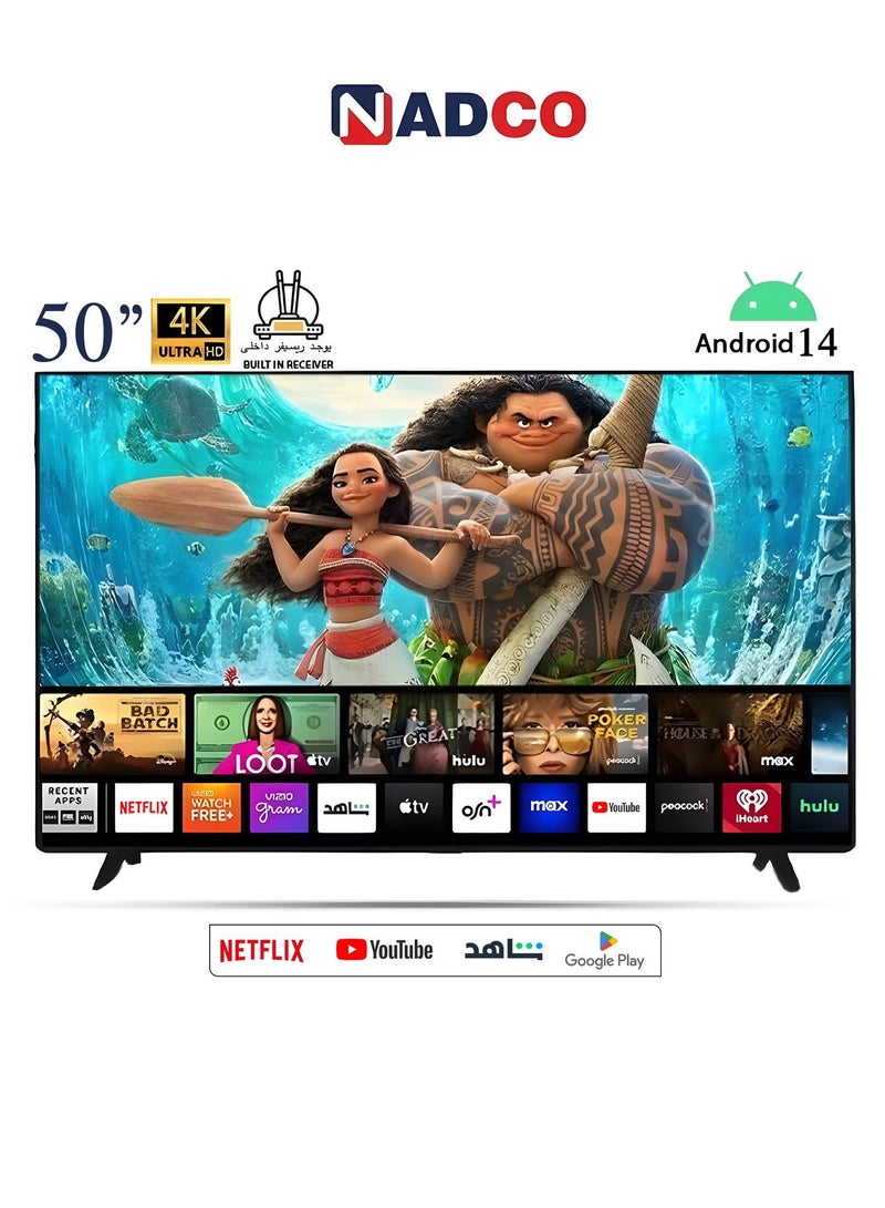 Nadco 50 Inch- Smart Screen  - Androied 14 - 4K - UHD - with Remote Control and TV Stand - NC-50T-4K - Image 1